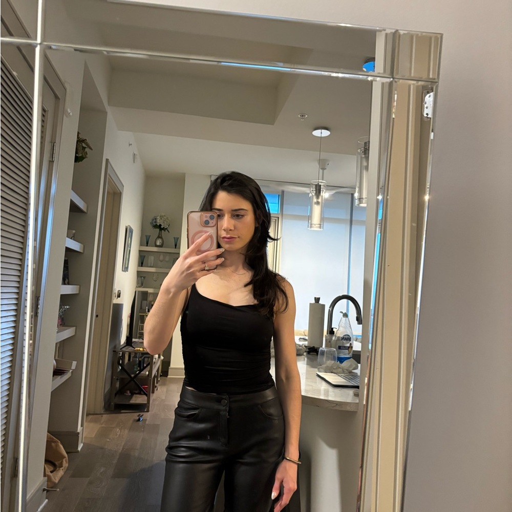 Nasty Gal Black Asymmetrical One-Shoulder Tank Top